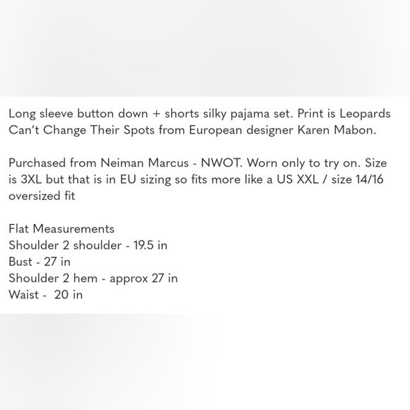 NWOT KAREN MABON Luxury Silk Pajama Set - Pink Leopards - Neiman Marcus 3XL - Picture 7 of 7